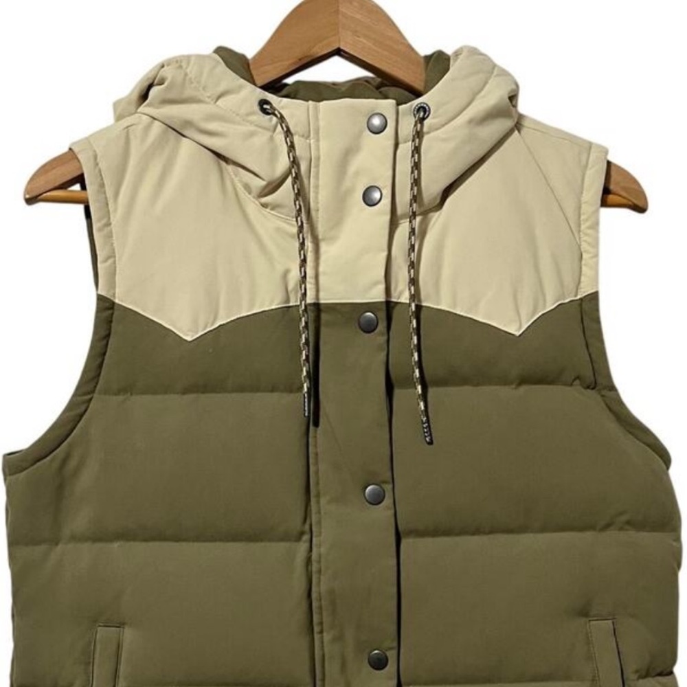 Patagonia Bivy Puff Down Hooded Jacket Vest Size M Olive Green Outdoor Gorpcore